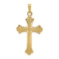 thumbnail image 1 of FB Jewels 14K Yellow Gold Textured and Polished Fleur de lis Cross Pendant, 1 of 1