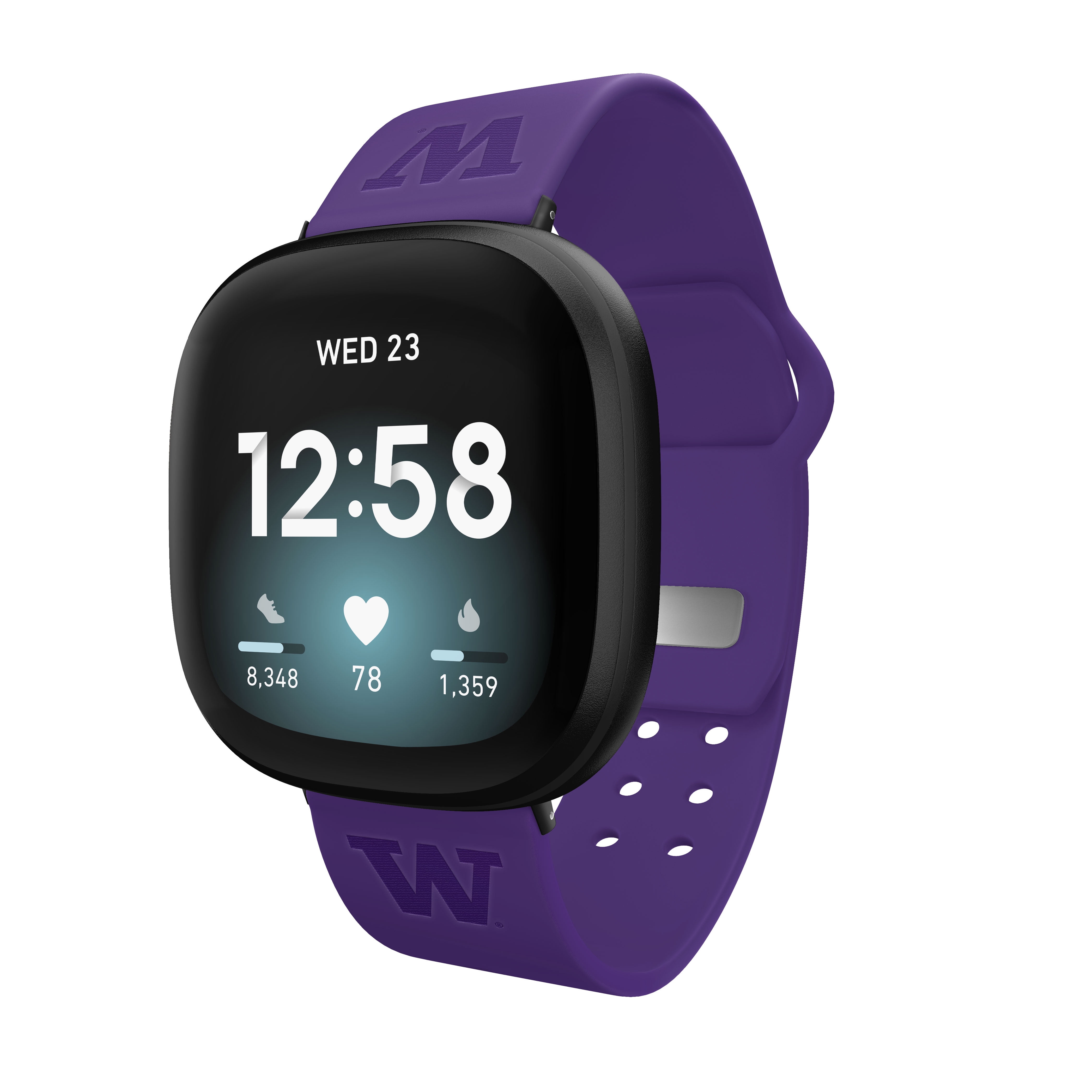 Washington Engraved Silicone Unisex Watch Band for Fitbit Versa 3 and Sense (Purple) by Affinity Bands