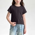 thumbnail image 4 of FRSASU Girls T Shirts 100% Cotton Short Sleeve Tops Kids Summer Casual Crewneck Basic Tees 3-15 Years Black, 4 of 5