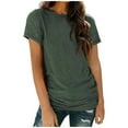 thumbnail image 1 of TSADFHJI Hauts Élégants pour Femmes Noël T-Shirt Décontracté Uni Col Rond Manches Courtes L Vert, 1 of 3