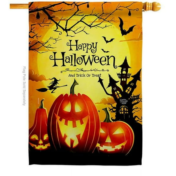 Ornament Collection  28 x 40 in. Halloween Happy Pumpkins House Flag with Fall Double-Sided Decorative Vertical Flags Decoration Banner Garden Yard Gift