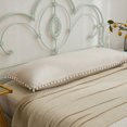 thumbnail image 3 of Move Over Beige Grey Body Pillowcases 20 x54 in, Boho Pillow Cover, Washed Microfiber White Pom Fringe Pattern, 3 of 6