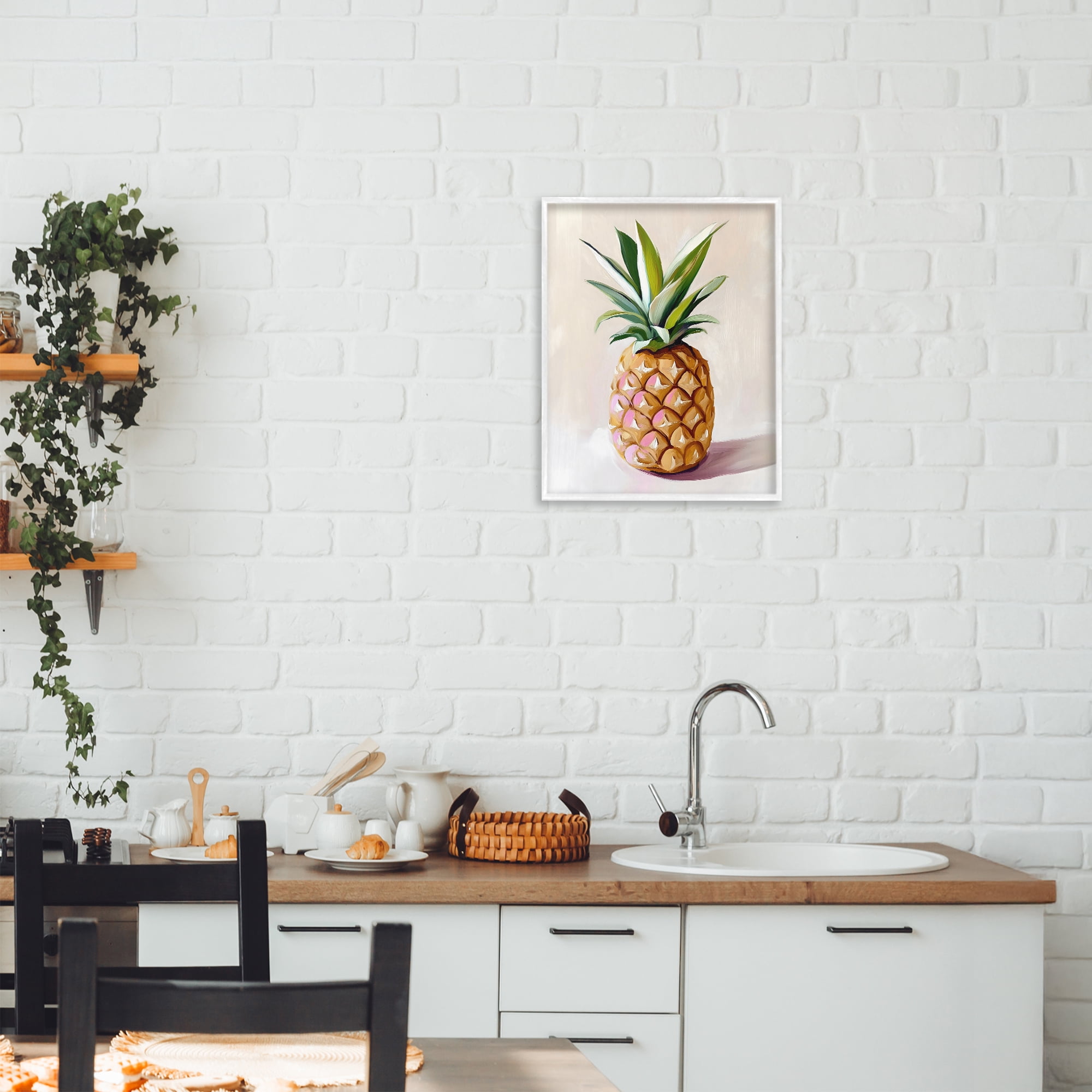 Stupell Industries Pastel Pineapple Tropical Fruit White Framed Giclee Art, design by The Prints Vibe
