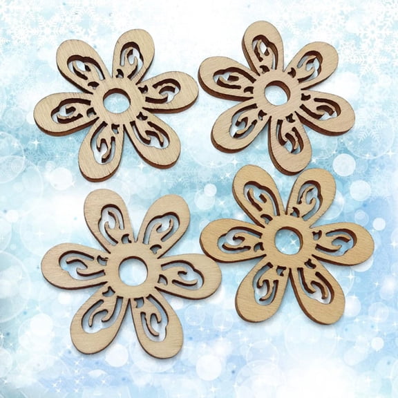 GOOHOCHY 20 Pcs Unfinished Wood Ornaments Tags Artificial Flowers for Decoration Craft