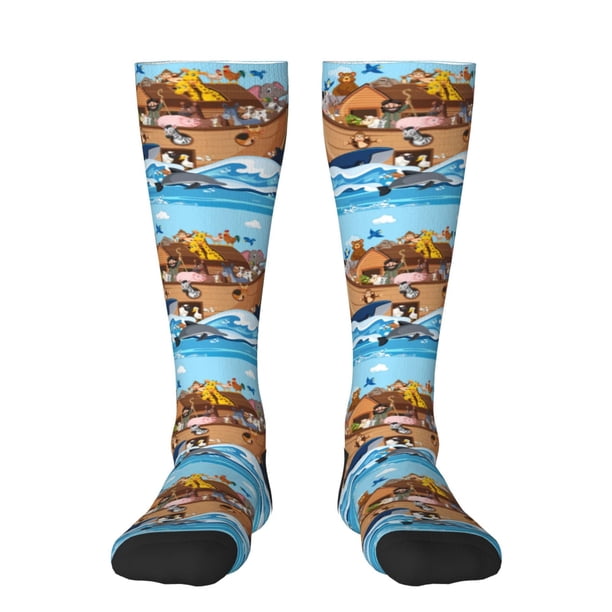Balery Animals on Noah's Ark Floating Calcetines novedosos Calcetines deportivos Calcetines hasta la rodilla Calcetines de algodón Calcetines originales y geniales