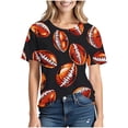 thumbnail image 2 of Xdegoge T Shirt for Women Crewneck Short Sleeve Casual Everyday Wear Loose Fit Football And Leopard Animal Print Lightweight Breathable Summer Spring Tops Athletic Shirts, 2 of 7