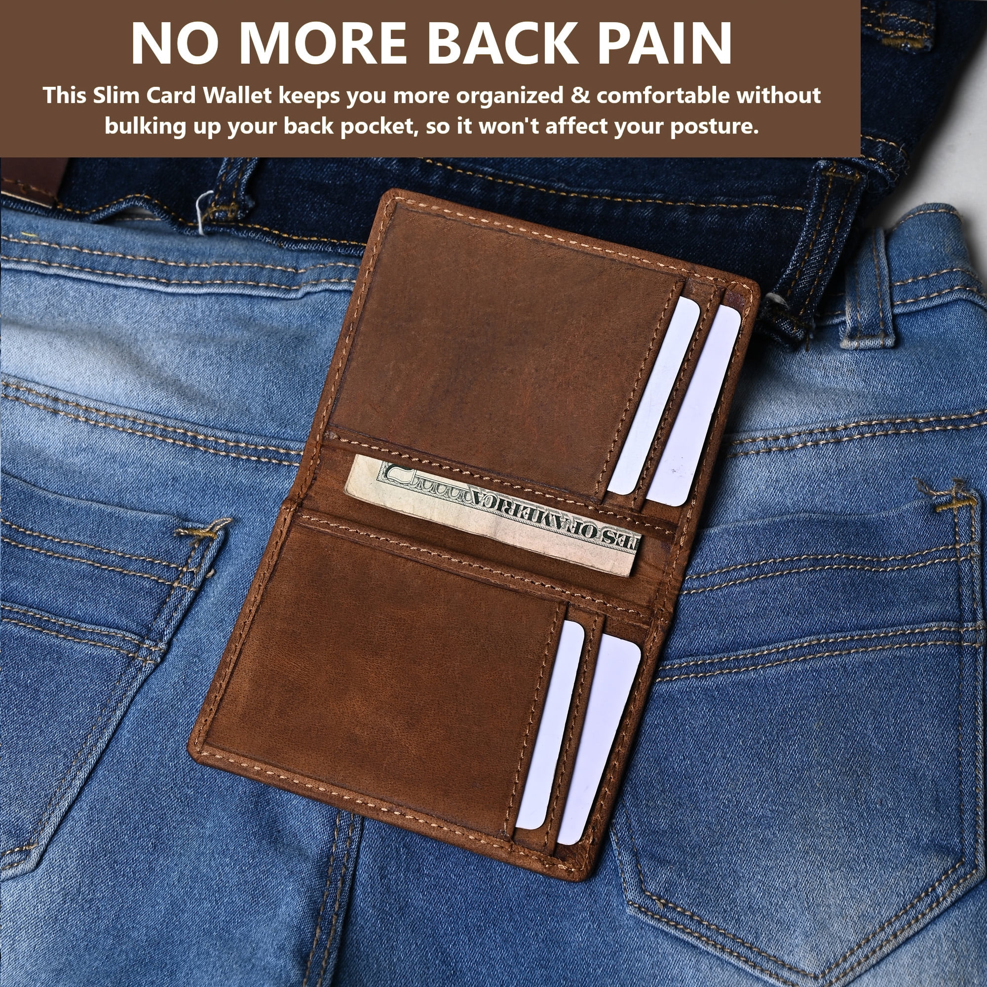 FOXHACKLE Slim Leather Card Holder for Men & Women | Bifold RFID