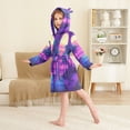 thumbnail image 4 of FORMRS Niños Bathrobe Unisex Hooded Robe Soft Plush Pajamas Sleepwear, Size 7-9T, Purple Digital Art, 4 of 7