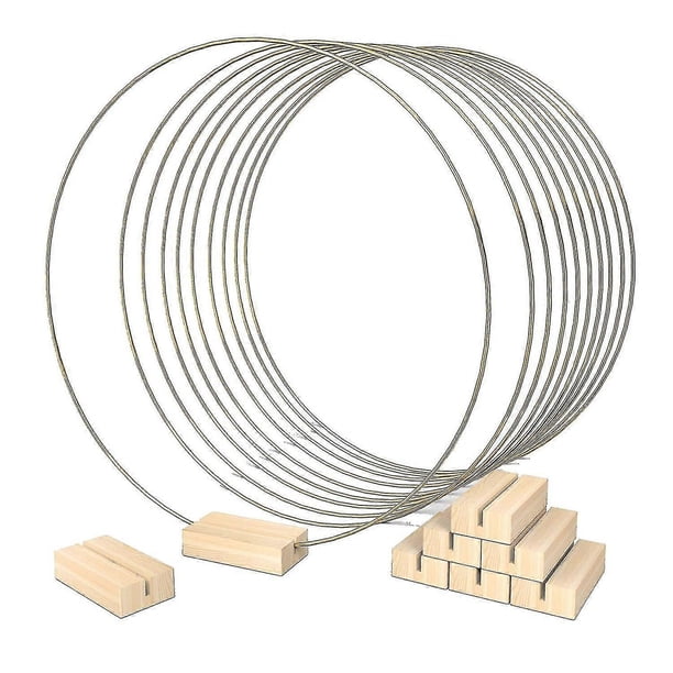 10 Pcs 12 Inch Metal Hoop Centerpieces For Table, Metal Wreath Ring With 10 Pcs Place Card Holders