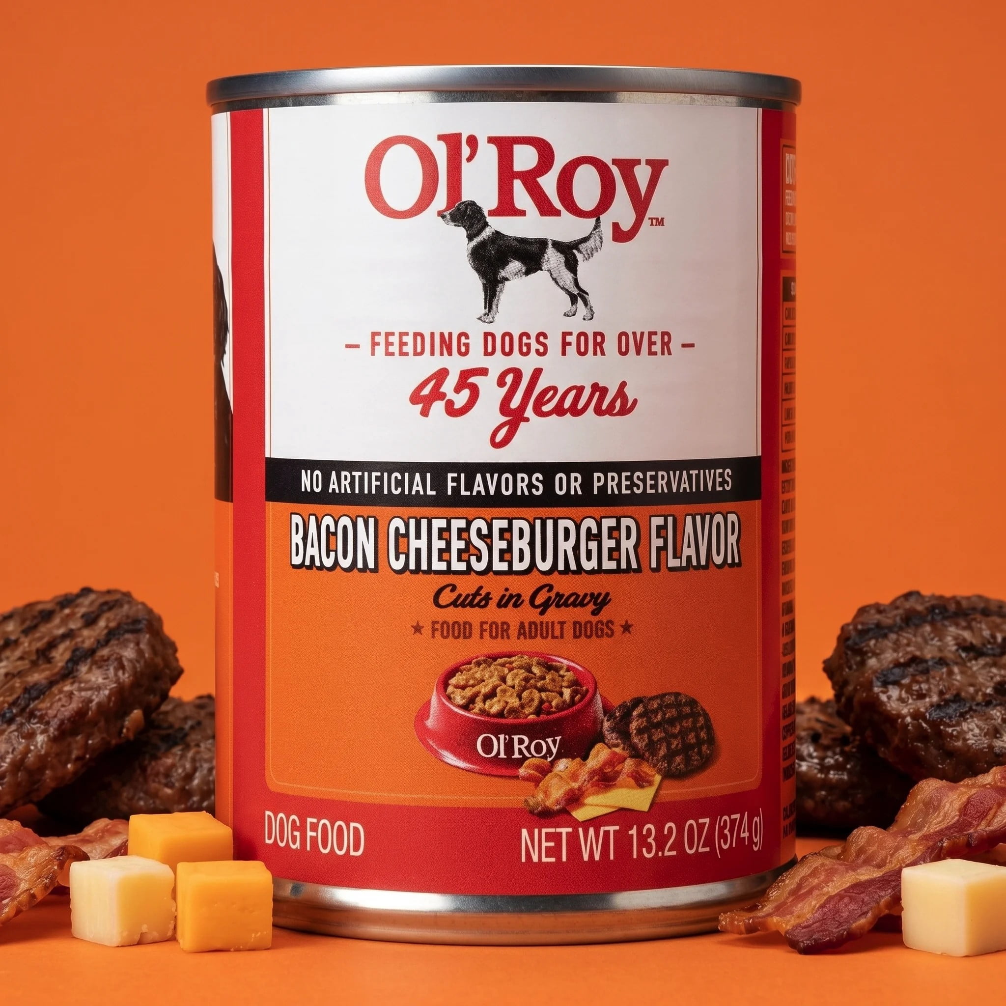 (3 pack) Ol' Roy Bacon Cheeseburger Flavor Cuts in Gravy Wet Dog Food, 13.2 oz Can
