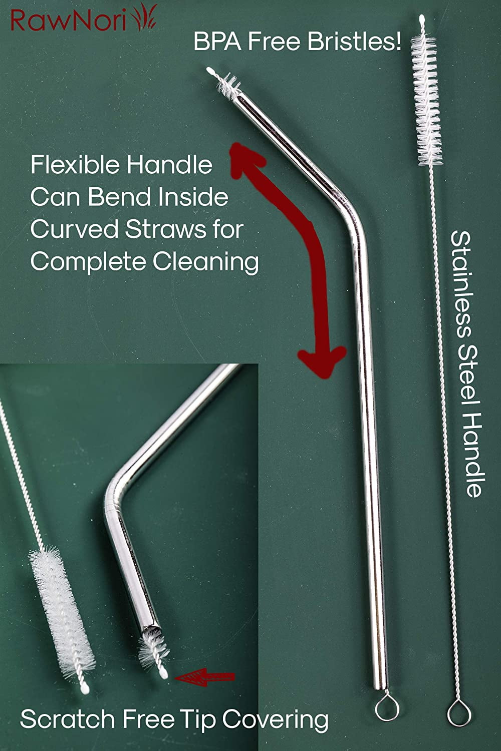 2-Liter metal straw with air stone & cleaning brush