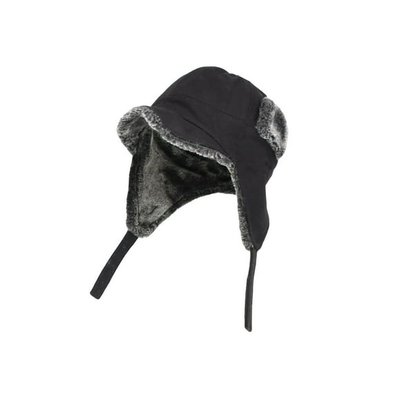WITHMOONS Warm Trapper Hat Winter Earflaps with Visor Outdoor SLT1455 (Black)