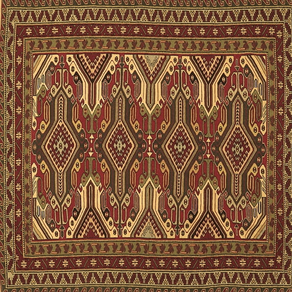 Ahgly Company Indoor Square Persian Brown Traditional Area Rugs, 6' Square