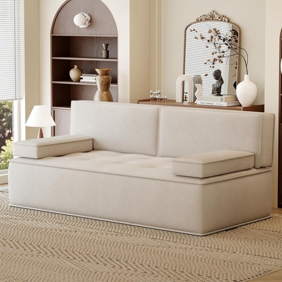 79” Compact Convertible Sofa Bed – Modern Couch, Cloud Sleeper Loveseat for Living Room, Bedroom, Pullout Mini Love Seat, Small Full-Style Day Bed