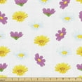 thumbnail image 1 of Floral Fabric by the Yard, White Camomiles Pink Flowers Nature Symmetry Pattern, Upholstery Fabric for Dining Chairs Home Decor Accents, Pink Yellow by Ambesonne, 1 of 5