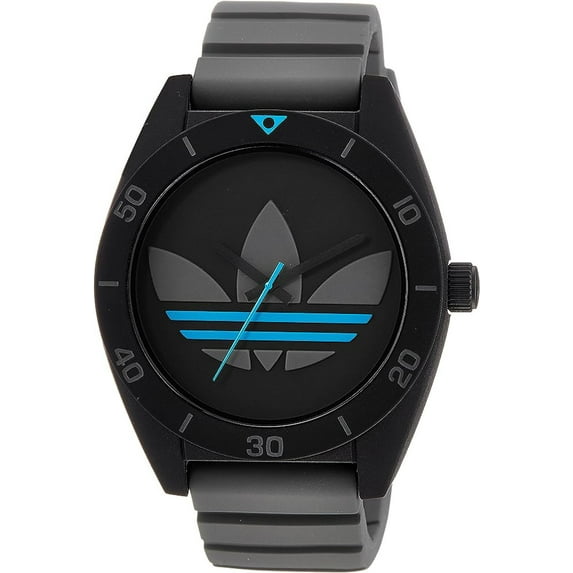 Adidas ADH2968 Santiago XL Men's Analog Black Plastic Watch Grey Silcone Strap