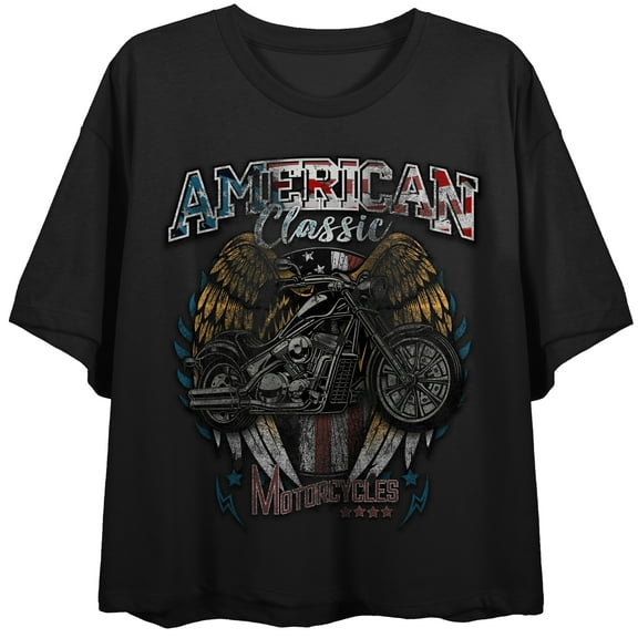 Hi-Octane Customs Motorcycles Women's Black Crop Tee-Medium
