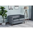 thumbnail image 3 of Kingway Furniture Avin Velvet Nail Head Livingroom Loveseat in Gray, 3 of 6