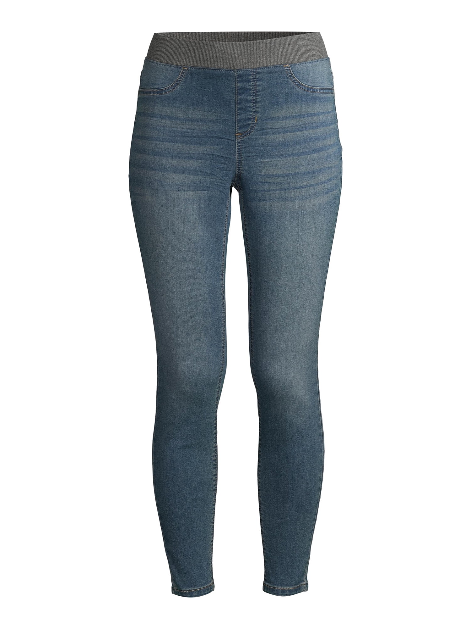No Boundaries Juniors' Mid Rise Pull-On Jeggings with Rib Waistband