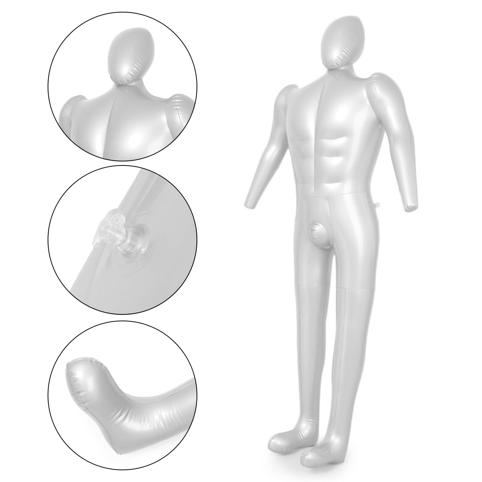 71cm Inflatable Adult Mannequin Male Bust T-shirt Tops Dummy Display Holder 