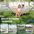 thumbnail image 5 of Garvee Double Hammock with Stand & Tassel, 450 ibs Max, 126 x 42.9 x 39.4", Yellow & White, 5 of 10