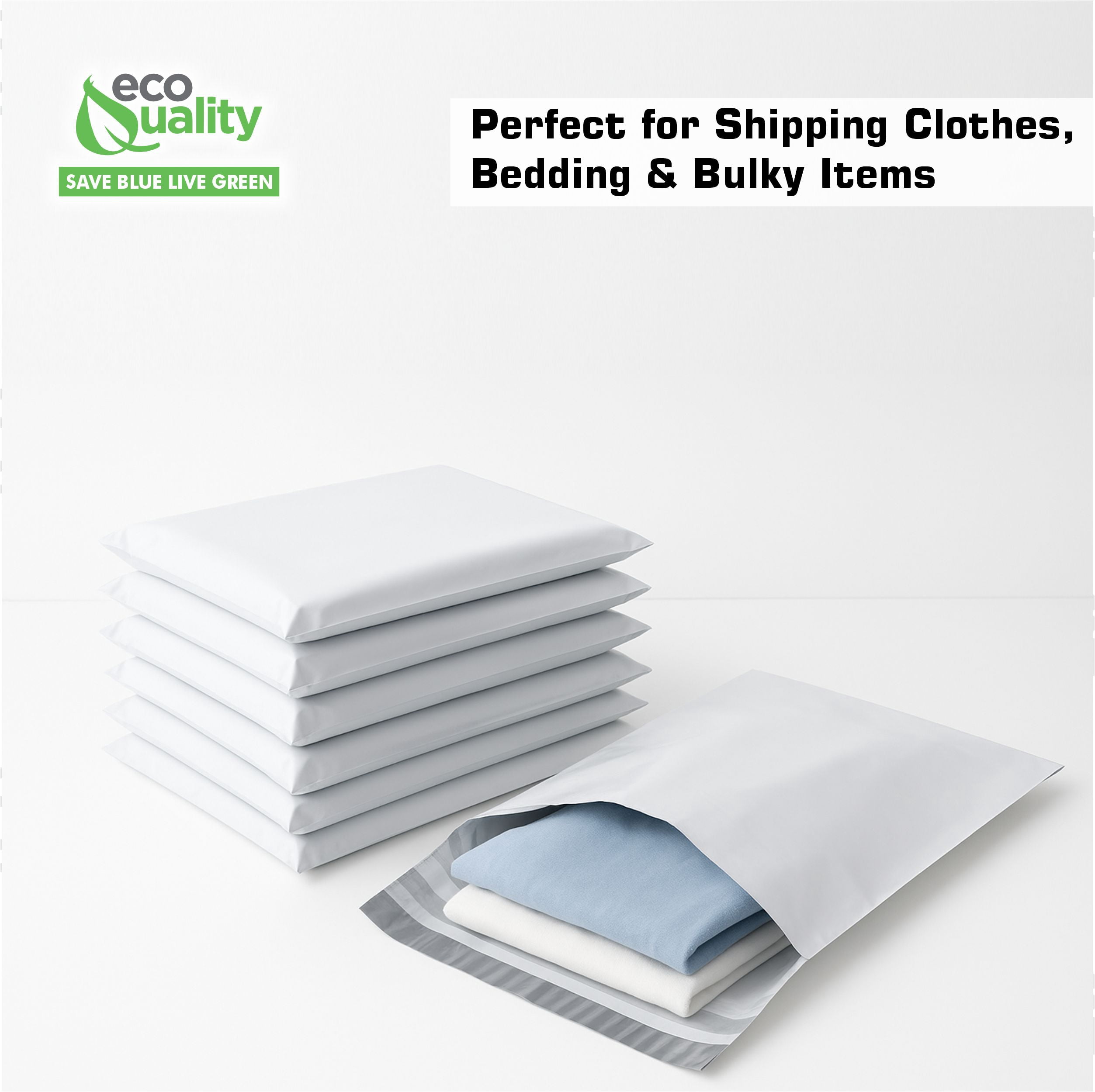 [50 Pack] 24x24 White Poly Shipping Bags - Mailer with Self Adhesive, Tear-Proof, Waterproof, Postal Large Mailing Bags, Envelopes, 2.5 mil