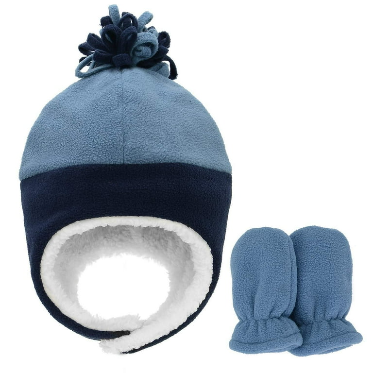 Sherpa Lined Aviator Hat Toddler Fleece Winter Beanies and Gloves