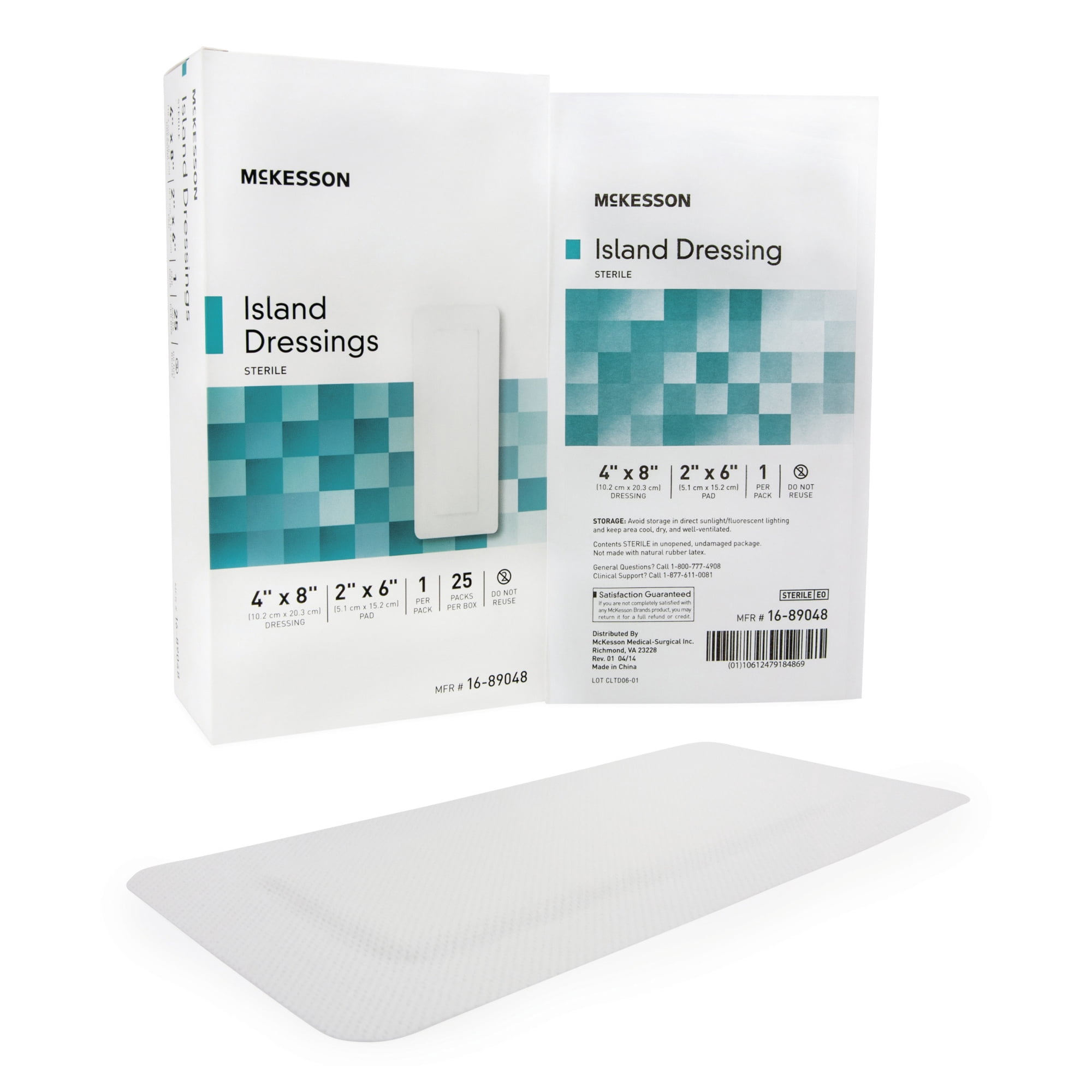 McKesson Island Dressing, Non-Adherent Gauze Pad for Wound Care, 4 in x 8 in, 25 Count, 4 Packs, 100 Total