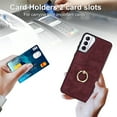 thumbnail image 4 of Fit for Samsung Galaxy S21 Case Card Pocket 360° Rotatable Ring Holder Kickstand, Shockproof Drop Resistant PU Leather Soft TPU Back Protective Phone Case For Samsung Galaxy S21, Winered, 4 of 8