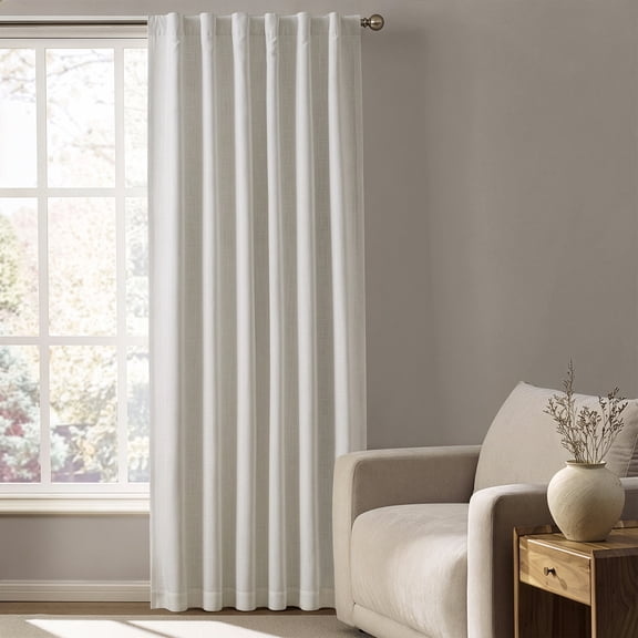 My Texas House Solid Ivory Rod Pocket Back Tab Blackout Curtain Panel, 52" x 84"