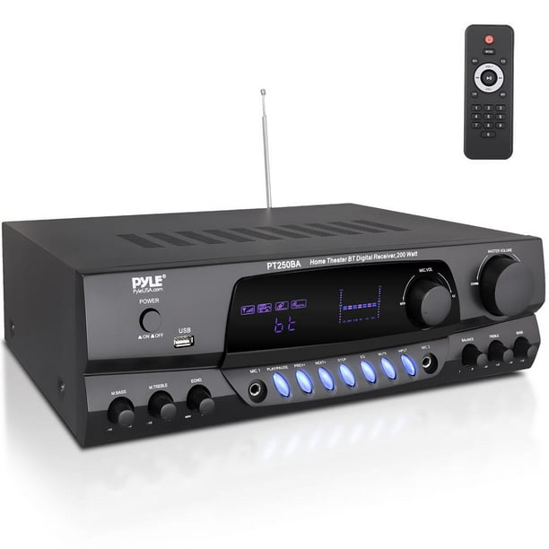 Pyle Home Theater Wireless BT Streaming Receiver Amplifier with FM/USB