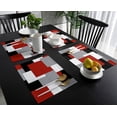 thumbnail image 3 of Abstarct Color Block Indoor Placemats Set of 6, Red Black Grey, Non-Slip/Wipe Clean Linen Dining Table Mat Set, Heat-Resistant Table Liner for Holiday/Party/Outdoor, Table Decoration, 3 of 6