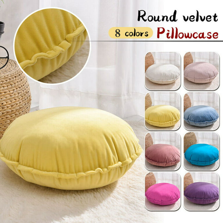 Sioloc Round Throw Pillows for Couch Decorative Throw Pillows,Floor Pillows  Velvet Round Seat Cushion for Bedroom Sofa Chair(Blush, 16'')
