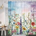 thumbnail image 5 of Farmhouse Rustic Boho Floral Shower Curtain, Colorful Watercolor Wildflower Flower Botanical Shower Curtain, Minimalist Aesthetic Floral Shower curtains for bathroom, with Hooks, 72x84IN(Colorful ), 5 of 5