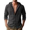 thumbnail image 2 of Men's Long Sleeve Casual Plaid Flannel Shirt Button Down Shirts for Men Cotton Lumberjack Regular Fit Dark Gray XXXL, 2 of 7