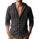 thumbnail image 2 of pstuiky camisas de manga larga para hombre, Camisa de manga larga a cuadros con botones para hombre, chaqueta informal y moderna con solapa. Camisa de manga larga para hombre. camisetas de hombre s, 2 of 8