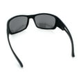 thumbnail image 7 of Mens Matte Classic Rectangular Wrap Around Biker Plastic Sunglasses Black - Silver Mirror, 7 of 7