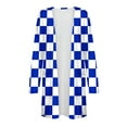 thumbnail image 5 of Checkered Cardigan for Women Lightweight Open Front Long Tops with Pockets Long Sleeve Comfy Casual Cardigans Blue, 2XL, 5 of 7