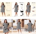 thumbnail image 3 of Agnes Orinda Plus Size Tunic Dress for Women 2025 Summer Short Sleeve Striped Casual t Shirt Dress 1X Black, 3 of 8