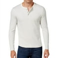 thumbnail image 2 of Club Room Mens Long Sleeve Herringbone Henley Shirt, Off-White, XX-Large, 2 of 3