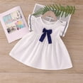 thumbnail image 2 of Otqutp Cute Sundress for Toddler Girls Summer Dress Bow Small Flying Sleeve Crew Neck A Line Skirt School Casual Going Out Dress, 2 of 5