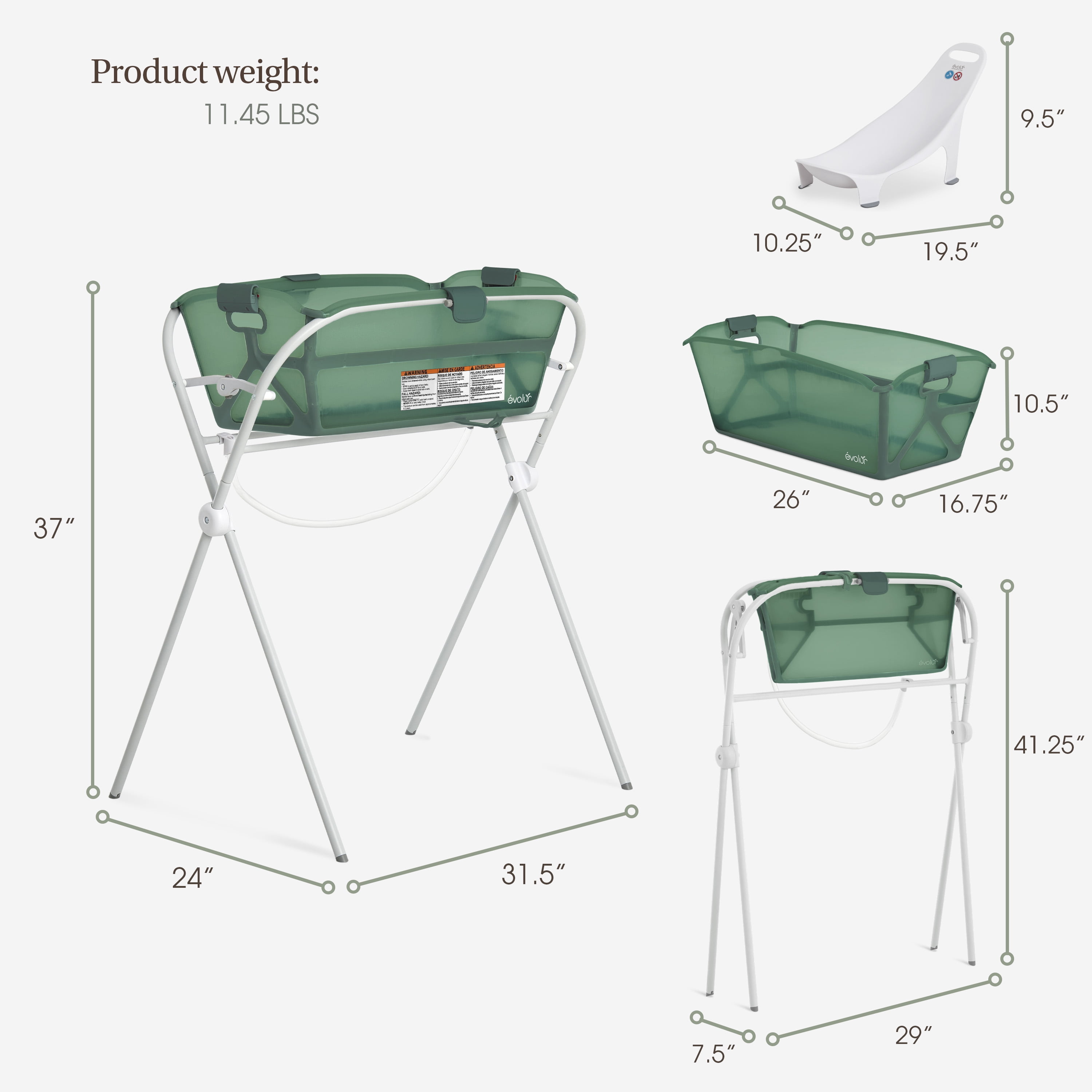 Evolur Supple Baby Spa Set, Green