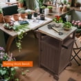 thumbnail image 5 of Portable Outdoor Grill Cart with Storage,Stainless Steel Tabletop Outdoor Kitchen Island with Wheels, Hooks and Side Shelf Brown, 5 of 12