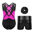 thumbnail image 2 of SiiRoh 2Pcs Gymnastics Leotard for Girls Sleeveless Tumbling Dance Biketard with Metallic Shorts Set Hot Pink 6, 2 of 4
