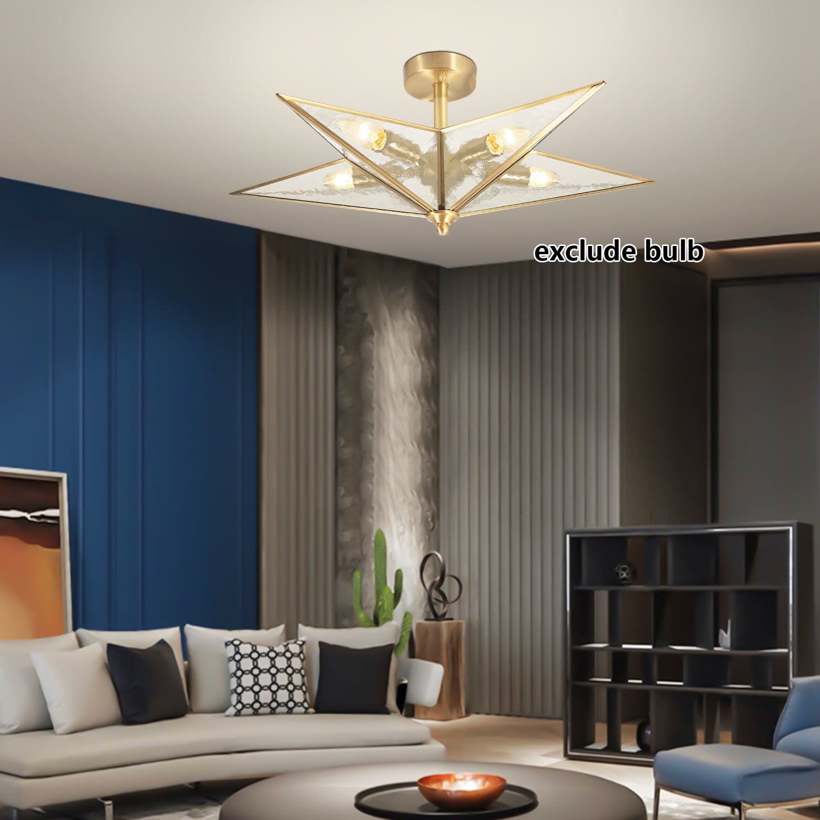 Creative Minimalist Gold Five-pointed Star Shape Flush Mount Ceiling Lamp with 5 - Lights