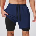 thumbnail image 6 of Men's 2 in 1 Running Shorts Quick Dry Gym Athletic Workout Shorts for Men with Phone Pockets Navy Blue XXL, 6 of 8
