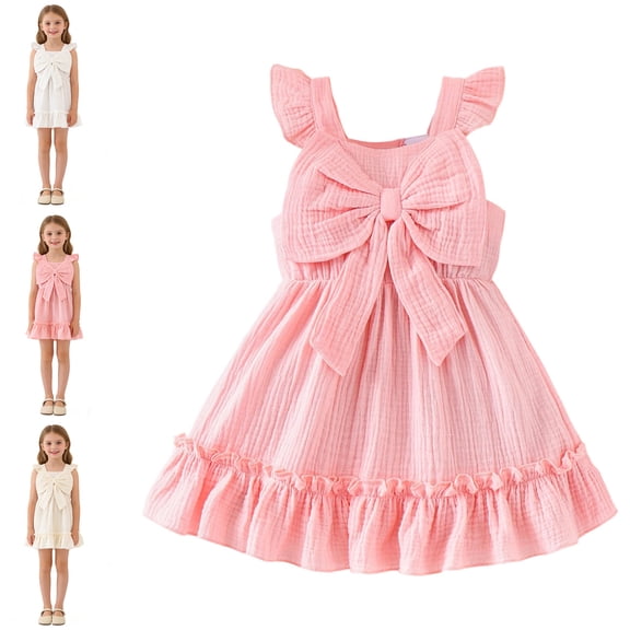 Girl's Dresses Flutter Sleeve Ruffle Casual Flowy Swing Dress Girls 18-24 Months