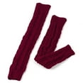 thumbnail image 5 of Xfvqtps Fingerless Gloves for Womens Thumb Hole Ribbed Long Arm Warmer Knitting Crochet Solid Color Fashion Thermal Warm Winter Mittens Wine, 5 of 5