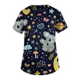 thumbnail image 3 of Kixjoy Scrubs Tops for Women Plus Size Short Sleeve V Neck Scrubs Animal Printed Stretchy Medical Shirts Casual Lightweight Womens Uniform Tops with Pockets, Dark Blue 5XL, 3 of 6