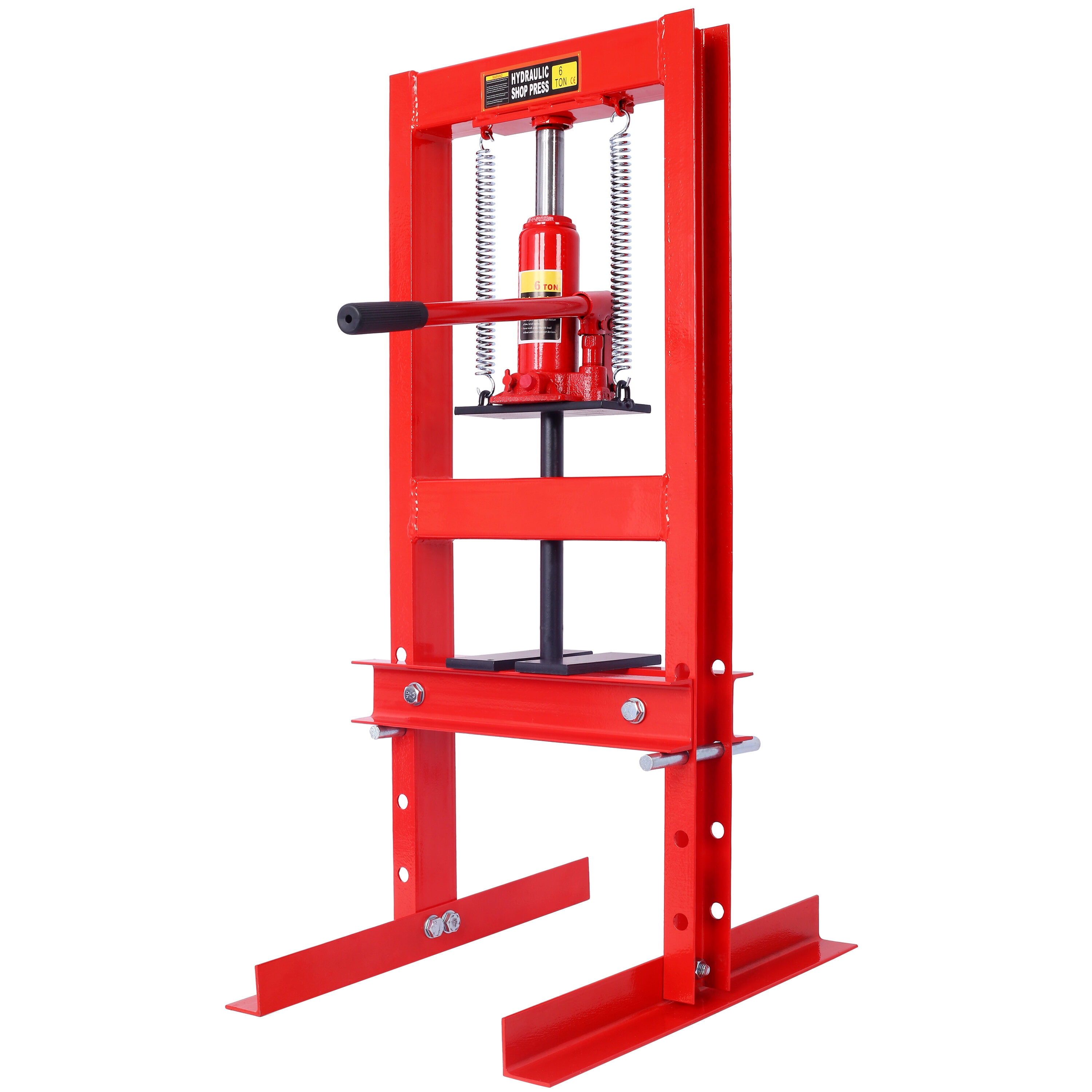 , Hydraulic 6 Ton H-Frame Garage Floor Adjustable Shop Press with Plates, 6T,red, Red ,Steel ,